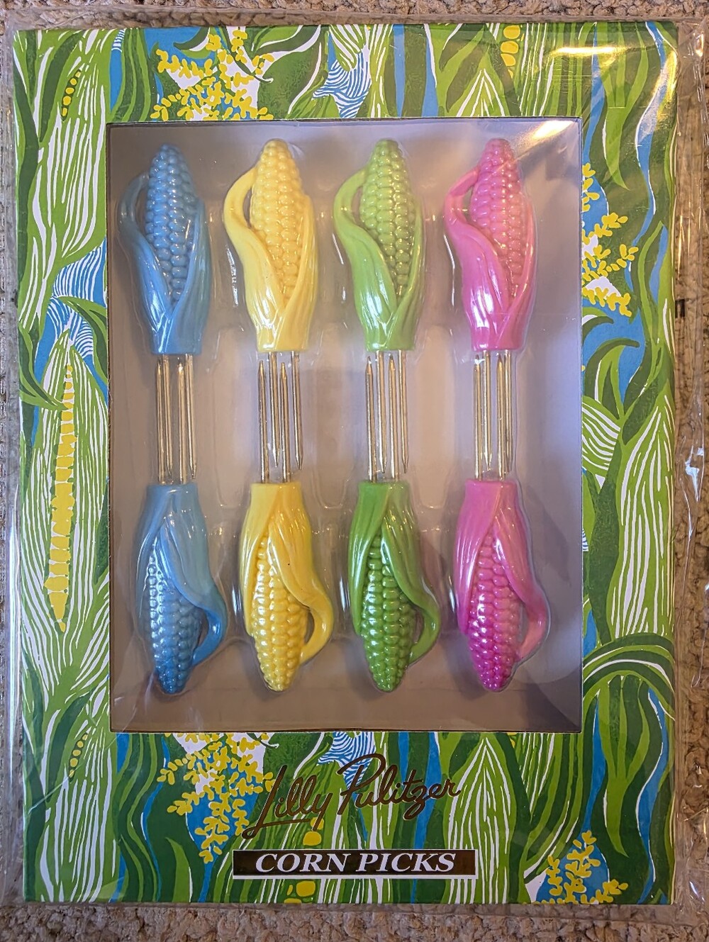 🌽 Lilly Pulitzer Corn Picks & Market Tote Bag In “Turquoise Tide Sweet Corn” - Picture 7 of 8
